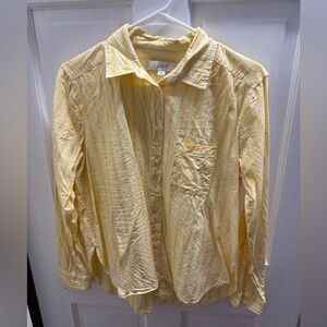 LOFT Yellow Striped Collared Shirt